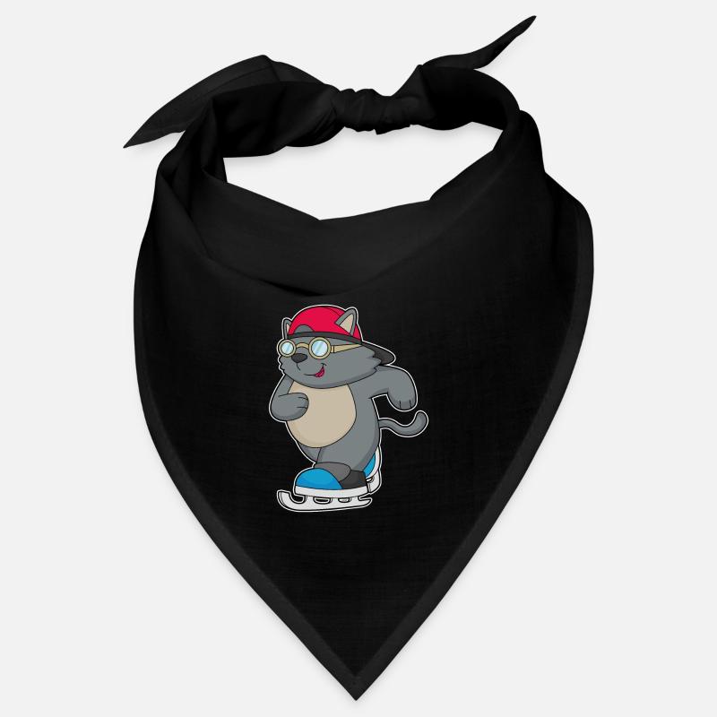 Katze als Eisläufer mit Schlittschuhe Bandana