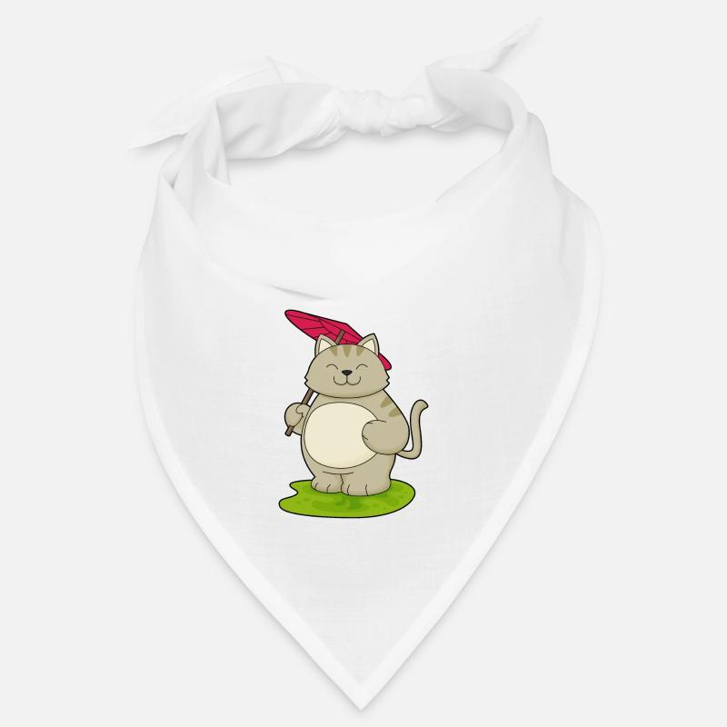 Chat avec parapluie - Bandana - blanc