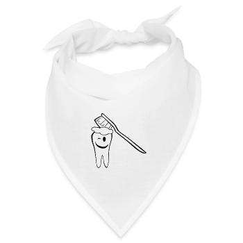 Zahnbürste Zahn Wink Logo für Zähneputzen Hygiene - Bandana - Weiß - Vorne