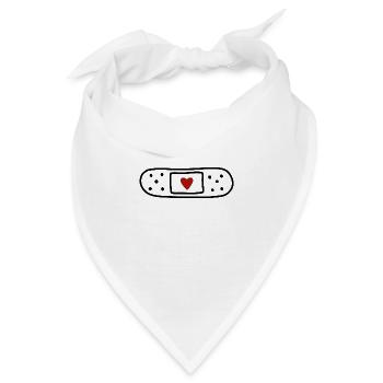 Pflaster Herz Doodle - Bandana - Weiß - Vorne