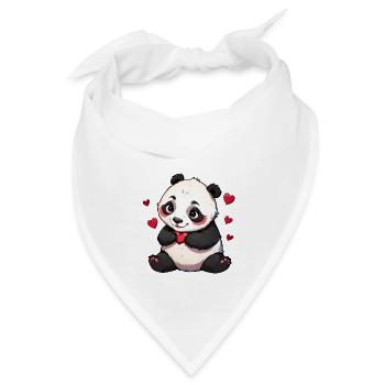 Verschenke diesen süßen Panda zum Valentinstag - Bandana - Weiß - Vorne