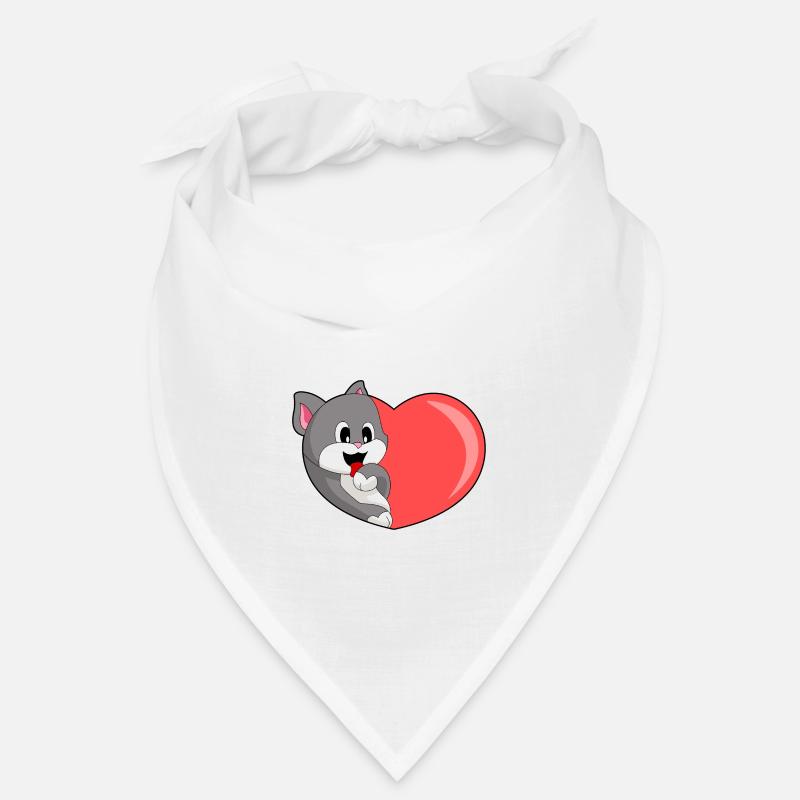 Katze Herz - Bandana - Weiß