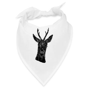 Rehbock Portrait Schwarz - Bandana - Weiß - Vorne