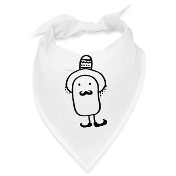 Mexikaner mit Sombrero - Bandana - Weiß - Vorne