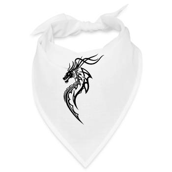 Fantasy Drache Line Art – Tribal Tattoo Stil - Bandana - Weiß - Vorne