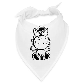 Kleines Pferd - Pony - Comic - Horse - Fun - Bandana - Weiß - Vorne