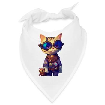 Aviator Katze - Bandana - Weiß - Vorne