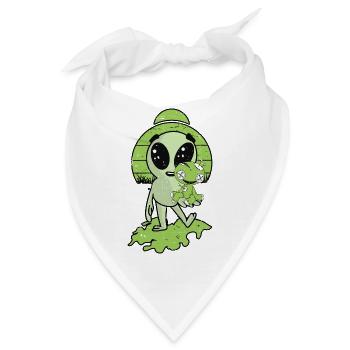Alien mit Voodoo Puppe - Bandana - Weiß - Vorne