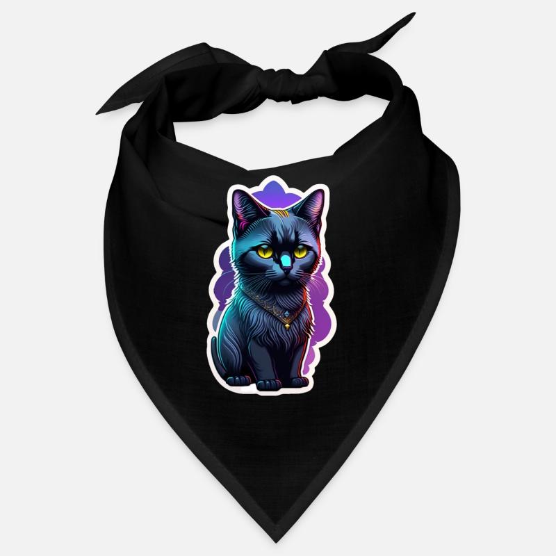 chat noir avec pendentif Bandana