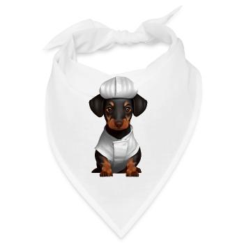 Dachshund Gastronom Hund Kochen Hunde Dackelwelpe - Bandana - Weiß - Vorne