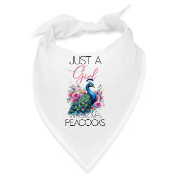 Pfau Blumen Pfauenfeder Exotisch Farbenfroh Bunt - Bandana - Weiß - Vorne
