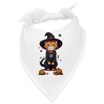 Okkulte Hexenkatze Halloween Magie Cartoon - Bandana - Weiß - Vorne
