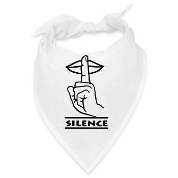 Hand mit Finger Stille Handgeste 'STILLE' - Bandana - Weiß - Vorne