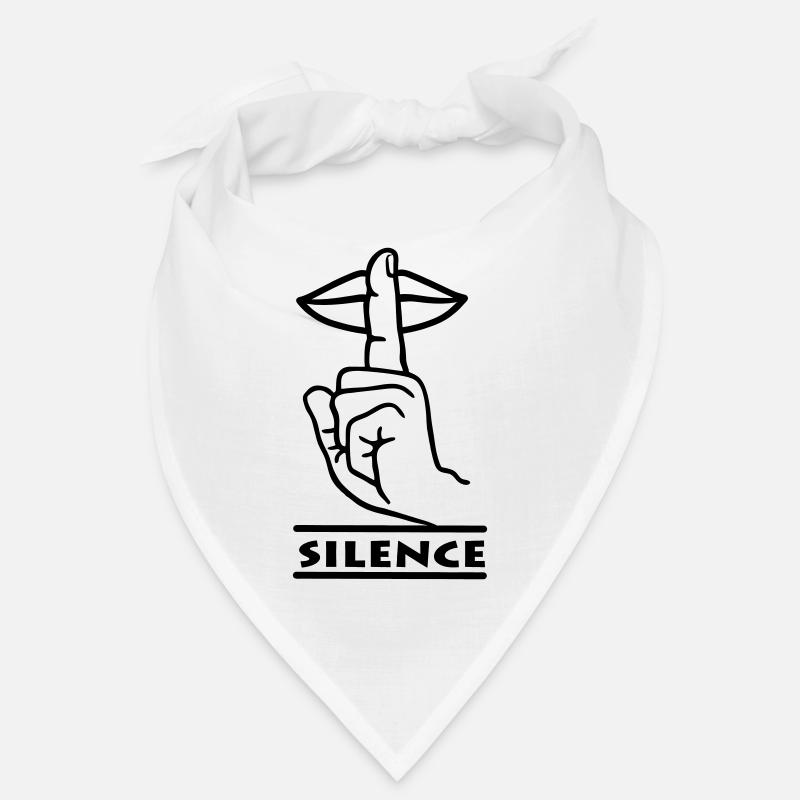 Main avec doigt silence geste de la main 'SILENCE' Bandana