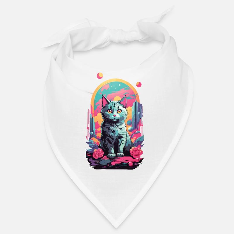 Magical Pastel Goth Cat with Roses Design Bandana