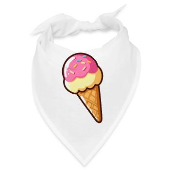Erdbeer-Vanille-Eis - Bandana - Weiß - Vorne