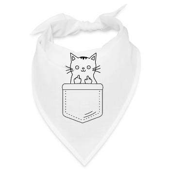 Katze zeigt Mittelfinger - Bandana - Weiß - Vorne