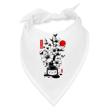 Japanische Kirschtinte - Schwarz - Bandana - Weiß - Vorne