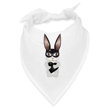 niedliches weißes Kaninchen mit Maske und Herz - Bandana - Weiß - Vorne