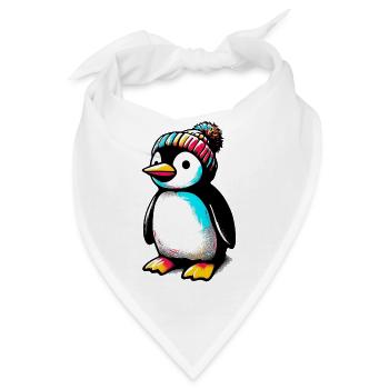 Pinguin mit winterlicher Wollmütze - Bandana - Weiß - Vorne