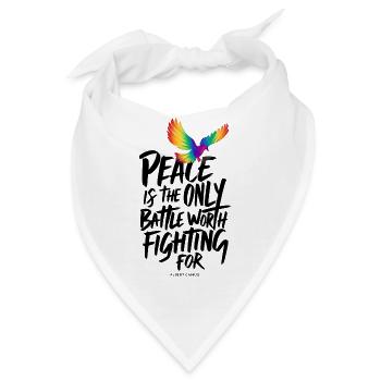 Feurige Regenbogentaube mit Friedenstext - Bandana - Weiß - Vorne