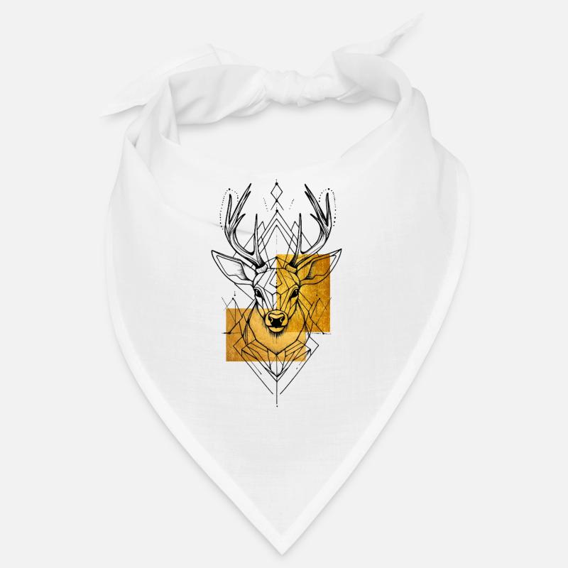 Hirsch Hirschgeweih Tier Geometrisch Gold Kunst Bandana
