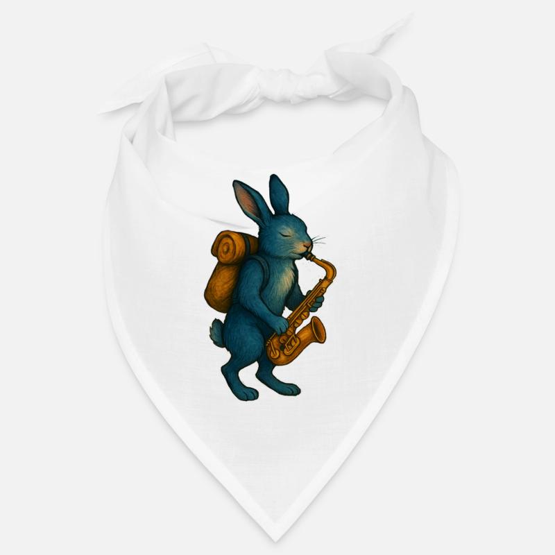 Blue Rabbit with Saxophone Bandana