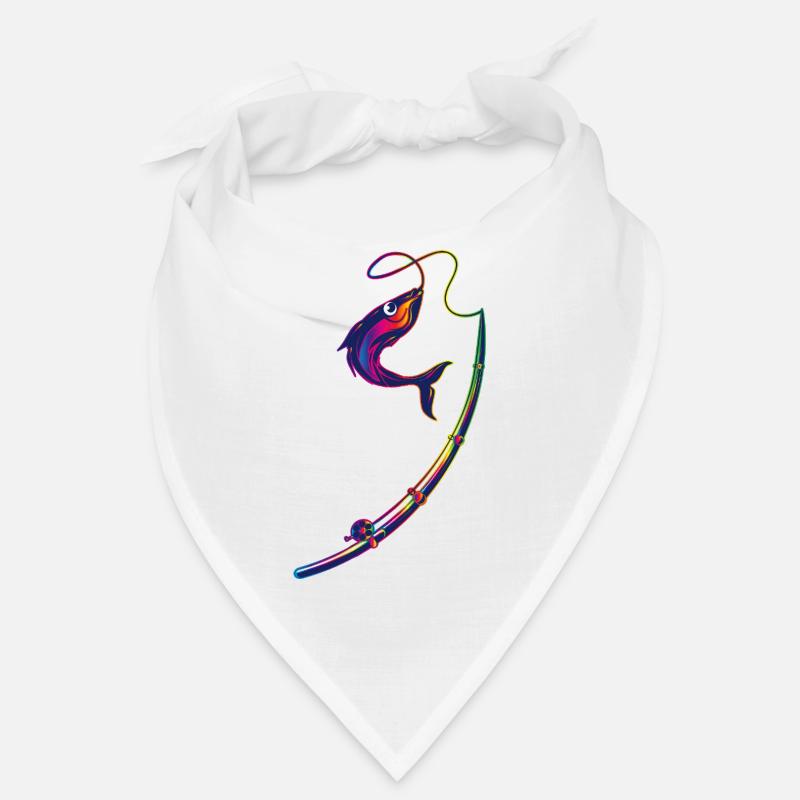 Poisson coloré sur canne à pêche aux couleurs de l’arc-en-ciel Bandana