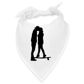 Skateboard Kuss - Bandana - Weiß - Vorne