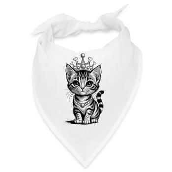 Kleine Katzenkönigin Mit Krone Und Perlen - Bandana - Weiß - Vorne