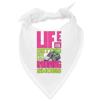 Life is Better in Running Shoes - Bandana - Weiß - Vorne