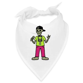 Skelett Rapper – Mic, Kette & Neon Vibes - Bandana - Weiß - Vorne