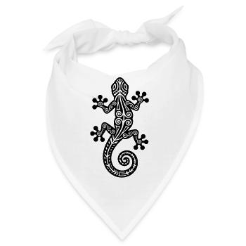 Gecko Silhouette – Stylisches Tierdesign - Bandana - Weiß - Vorne