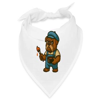Maler Bulldoggen-Maskottchen mit Farbeimer - Bandana - Weiß - Vorne