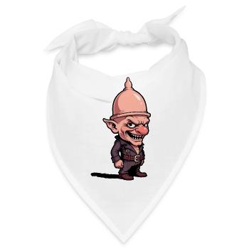Grinsender Kobold im Helm - Bandana - Weiß - Vorne