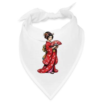Geisha im Kirschblütenkimono - Bandana - Weiß - Vorne