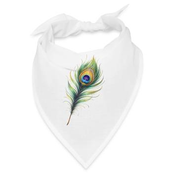 Pfauenfeder Illustration Farbverlauf Elegant - Bandana - Weiß - Vorne