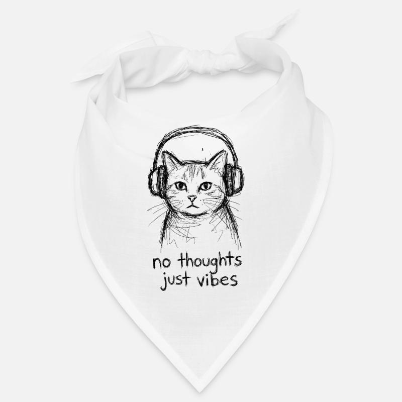 Katze mit Kopfhörern: No Thoughts Vibes Bandana