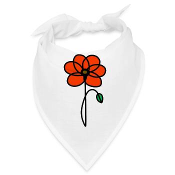 Minimalistische Mohnblume - Bandana - Weiß - Vorne
