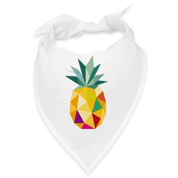 Geometrische Ananas – Tropisches Frucht Motiv   - Bandana - Weiß - Vorne