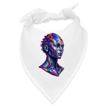 Futuristischer Android – Geometrische KI Kunst - Bandana - Weiß - Vorne
