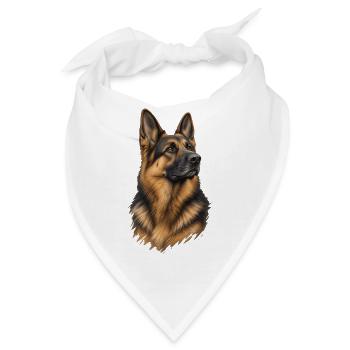 Schäferhund Porträt – Treuer Blick in Braun - Bandana - Weiß - Vorne