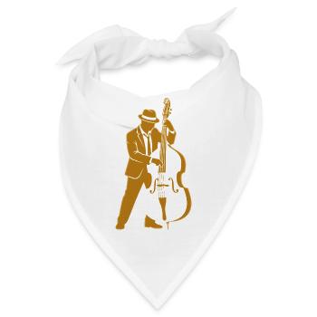 Retro Jazz Upright Bassist Silhouette - Bandana - Weiß - Vorne