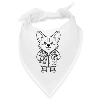 Süßer Corgi-Arzt und veterinärer ästhetischer Hundeliebhaber - Bandana - Weiß - Vorne
