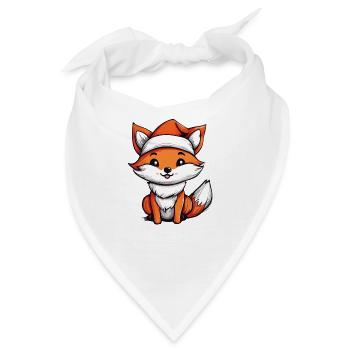 Santa Fuchs, Fuchs Weihnachtsmann - Bandana - Weiß - Vorne