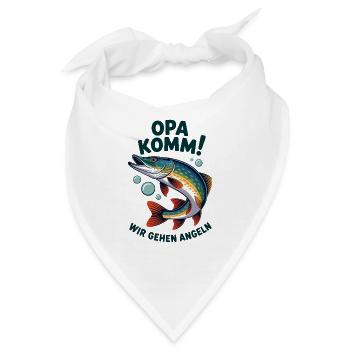Opa komm wir gehen Angeln - springender Hecht - Bandana - Weiß - Vorne