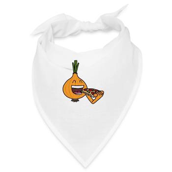 Zwiebel essende Pizza Ironischer - Bandana - Weiß - Vorne
