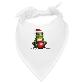 Frosch mit Weihnachtskugel 1 - Bandana - Weiß - Vorne