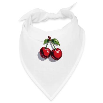 Rote Kirsche Cherries Kirschen Cherry - Bandana - Weiß - Vorne