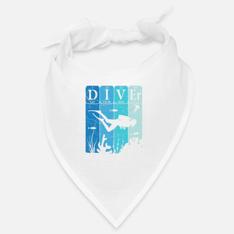 Scuba Diver Tableau périodique Éléments Retro - Bandana - blanc